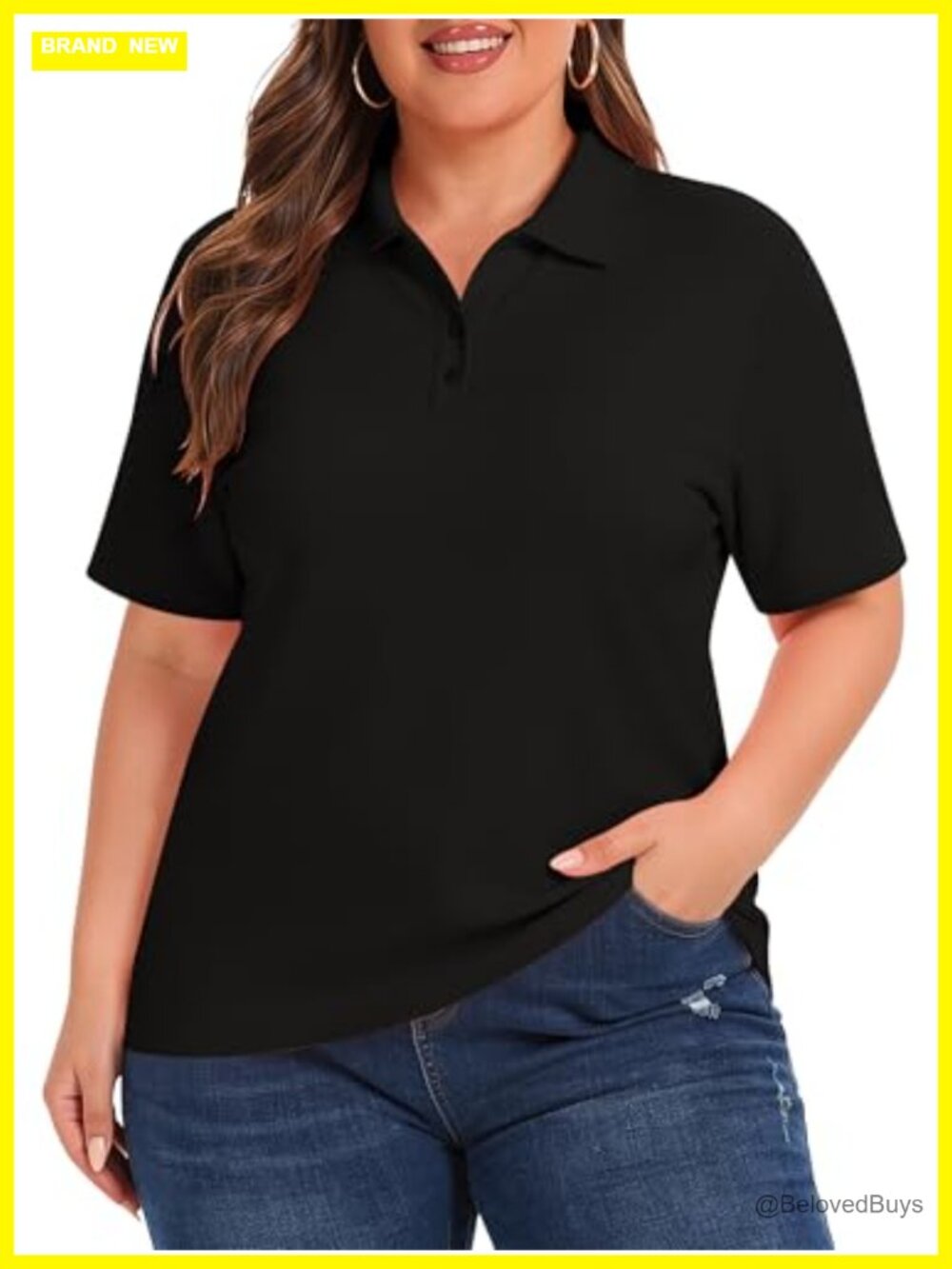 Plus Size Polo Shirt Quick Dry UPF 50+ V Neck Golf Top Short Sleeve